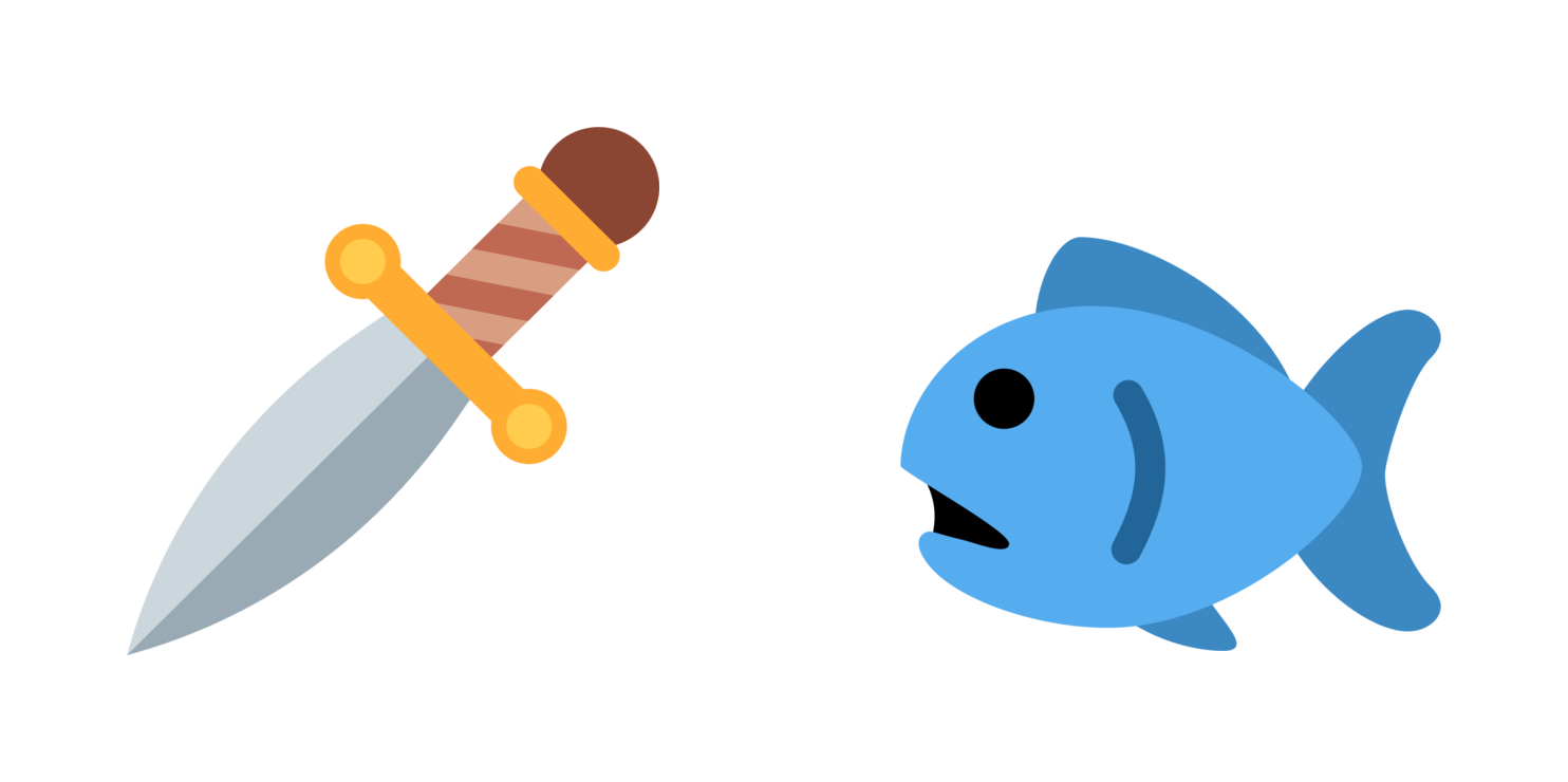A sword emoji next to a fish emoji